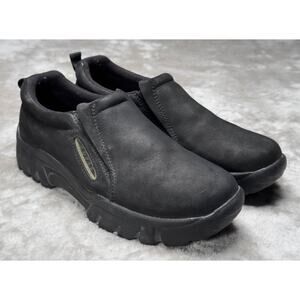 Roper Performance Black Leather Slip On Work Safety Shoes Mens Size 9